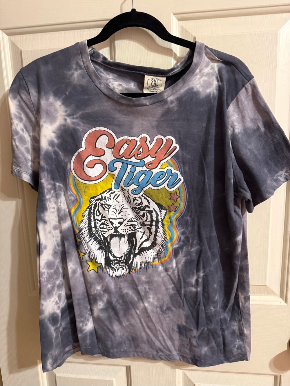 Daisy Rae Day Tie-Dye 'Easy Tiger' Graphic Tee - Gray & White